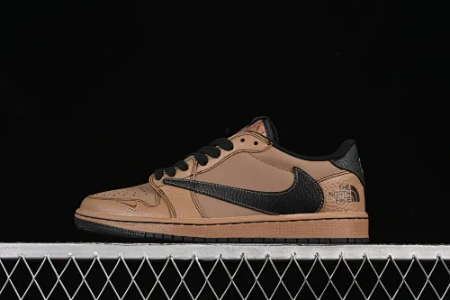 All categories Air Jordan Jordan series basketball shoes Air Jordan 1 Low high-end customized low-top sneakers Air Jordan 1 Low AJ1 Joe 1 North Face joint black brown high-end customized low-top retro basketball shoes XZ5749-011